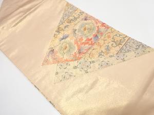 色紙に花唐草模様　刺繍　名古屋帯